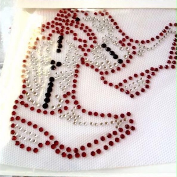 IRON ON APPLIQUÉ Cowboy Boots Red Silver Craft Sew - Picture 2 of 3